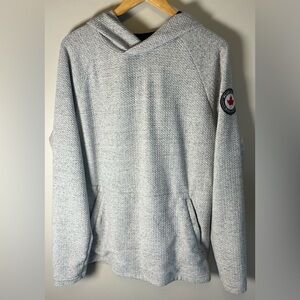 Bauer Hockey Mens L Grey Waffle Knit Hoodie Sweater Stretch Sz L Molson Canadian
